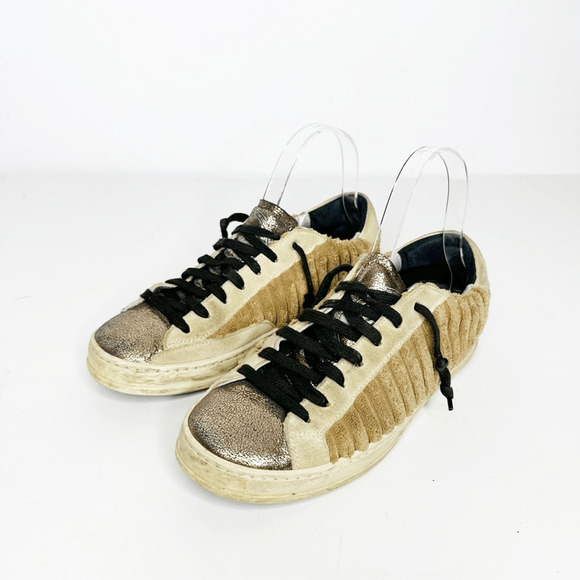 P448 John Pride Sneaker W Rib Tan Lace up low top LE Womens 38 US 7.5 8 - Picture 1 of 11
